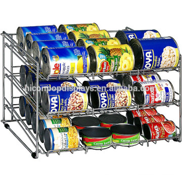 Snack Shop Nützliche billige Tabletop Chroming Nickel Metall Wire 3-Layer Canned Food Display Stand